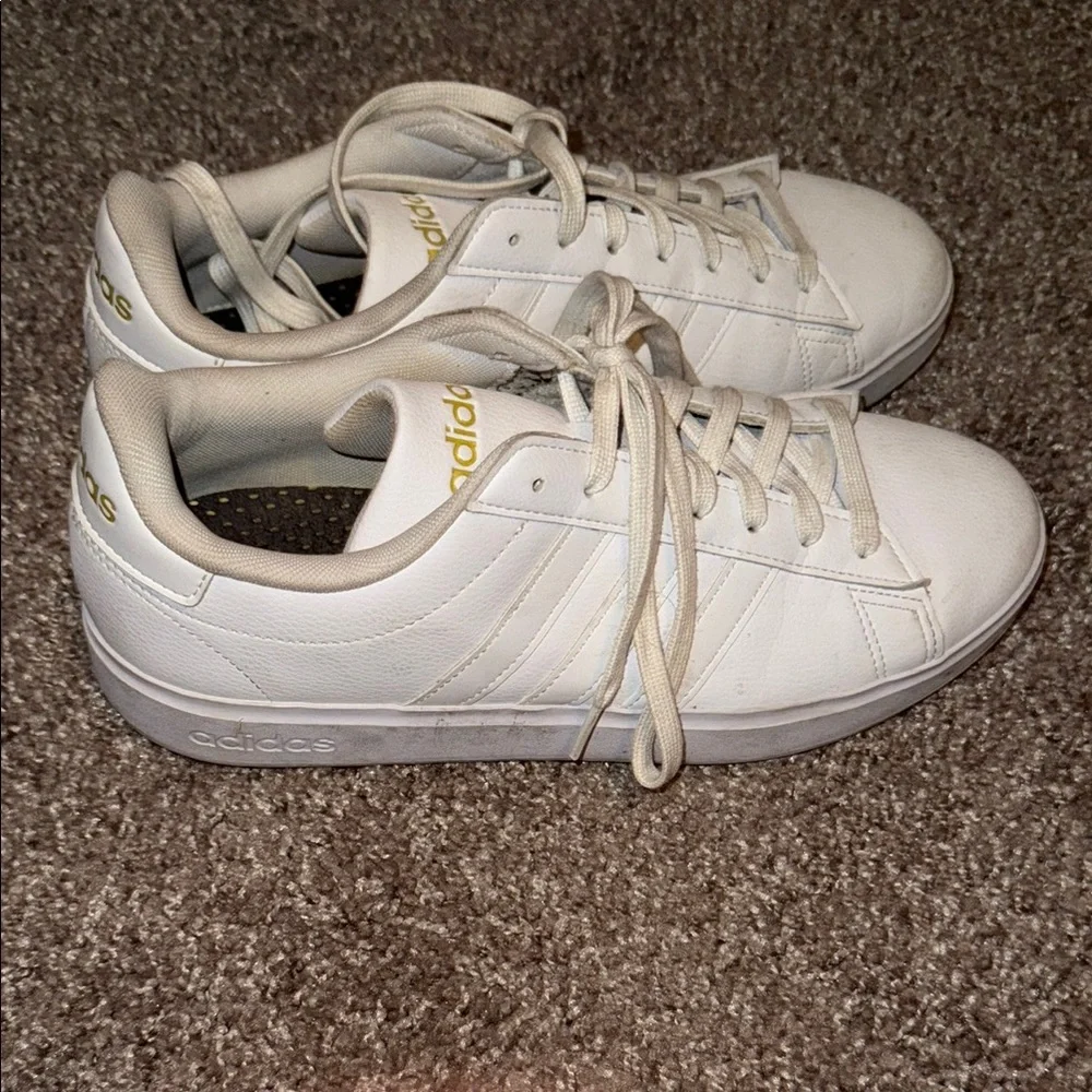Adidas Grand Court Cloudfoam Classic All White Sneakers, Used, Size 10 - Picture 2 of 6